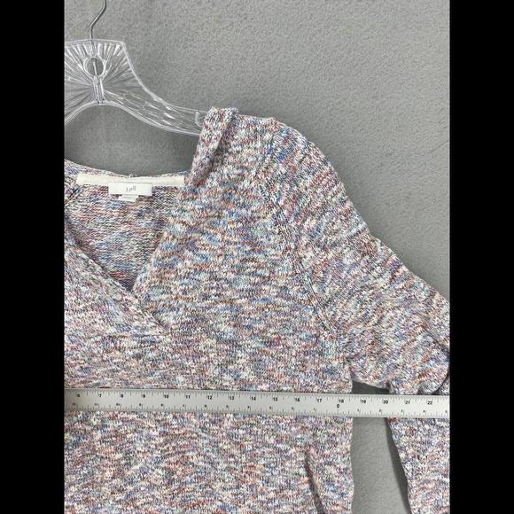 J. Jill Knit Sweater Womens Medium Multicolor Marled Hooded V Neck Tunic Top - Picture 3 of 7